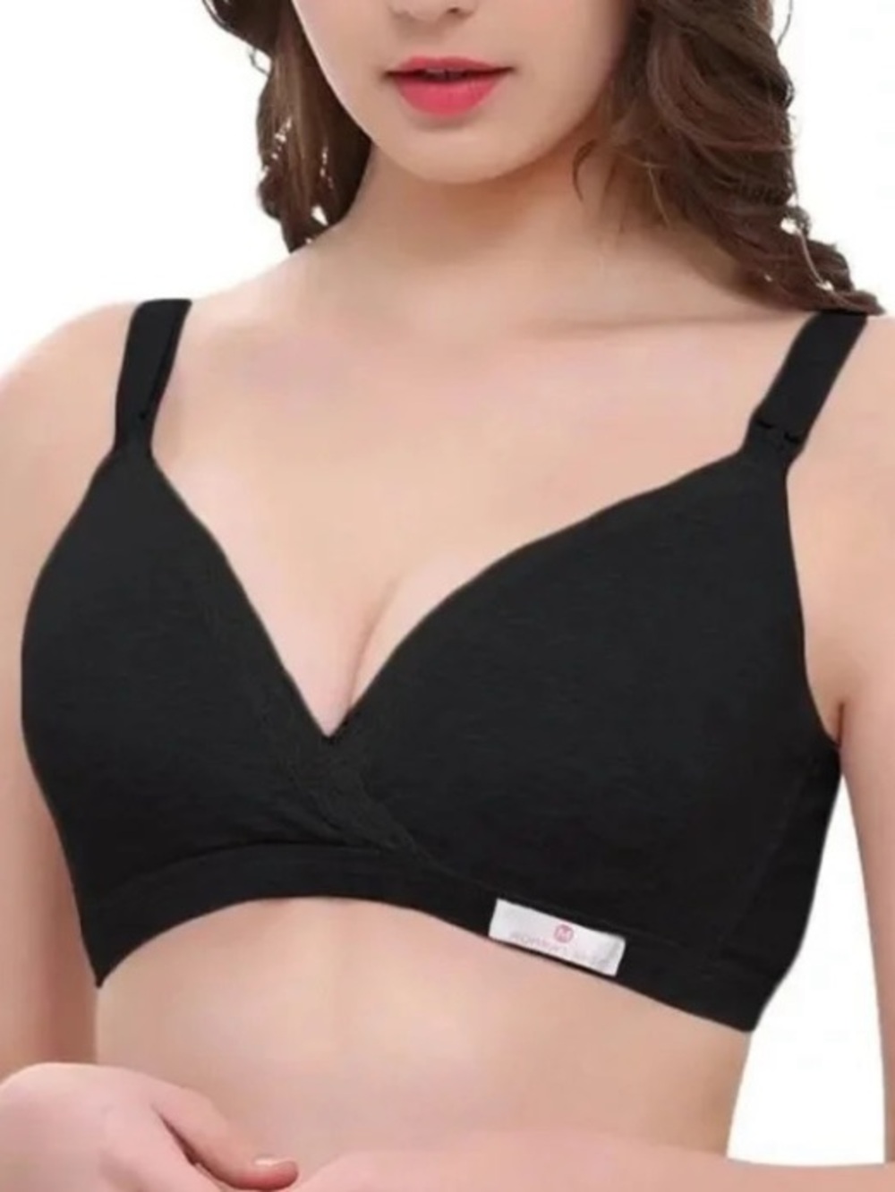 Momma's Shop Nursing Bra Cotton Black Maternity Breastfeeding Medium NEW 2 pack